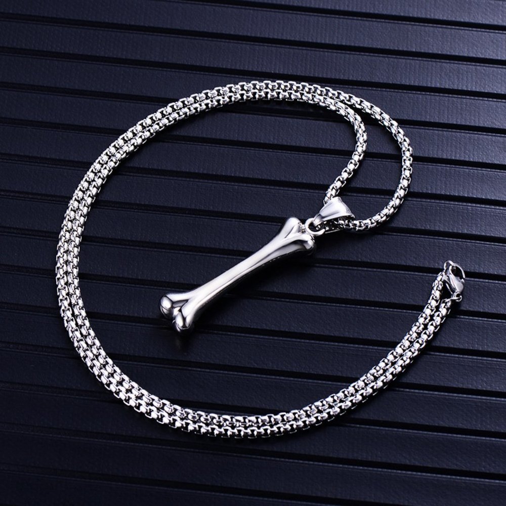 ❤️Fashion stainless steel dog bone skeleton pendant necklace for men, N90201P229